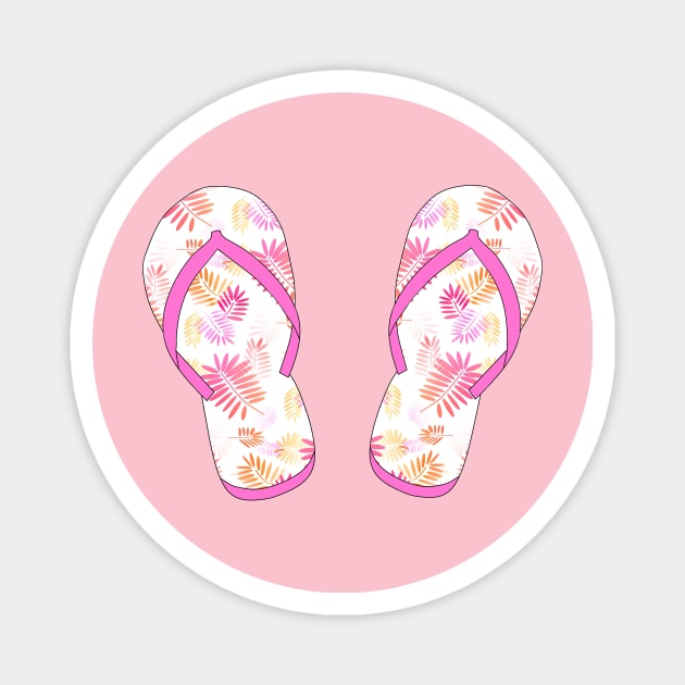 Pink Tropical Flip Flops Magnet by SartorisArt1